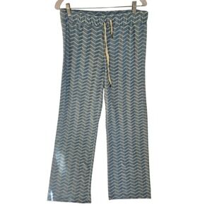 Dandy Del Mar‎ XL Blue Santorini Zig Zag Terry Lounge Pant Drawstring Comfort